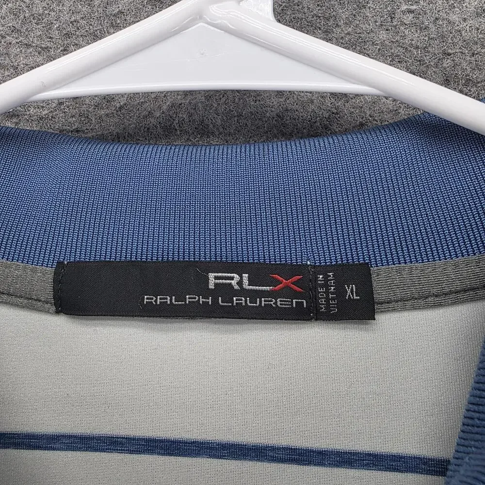 RLX Ralph Lauren Shirt Mens XL White Blue Stripe Loch Lloyd Golf Polo